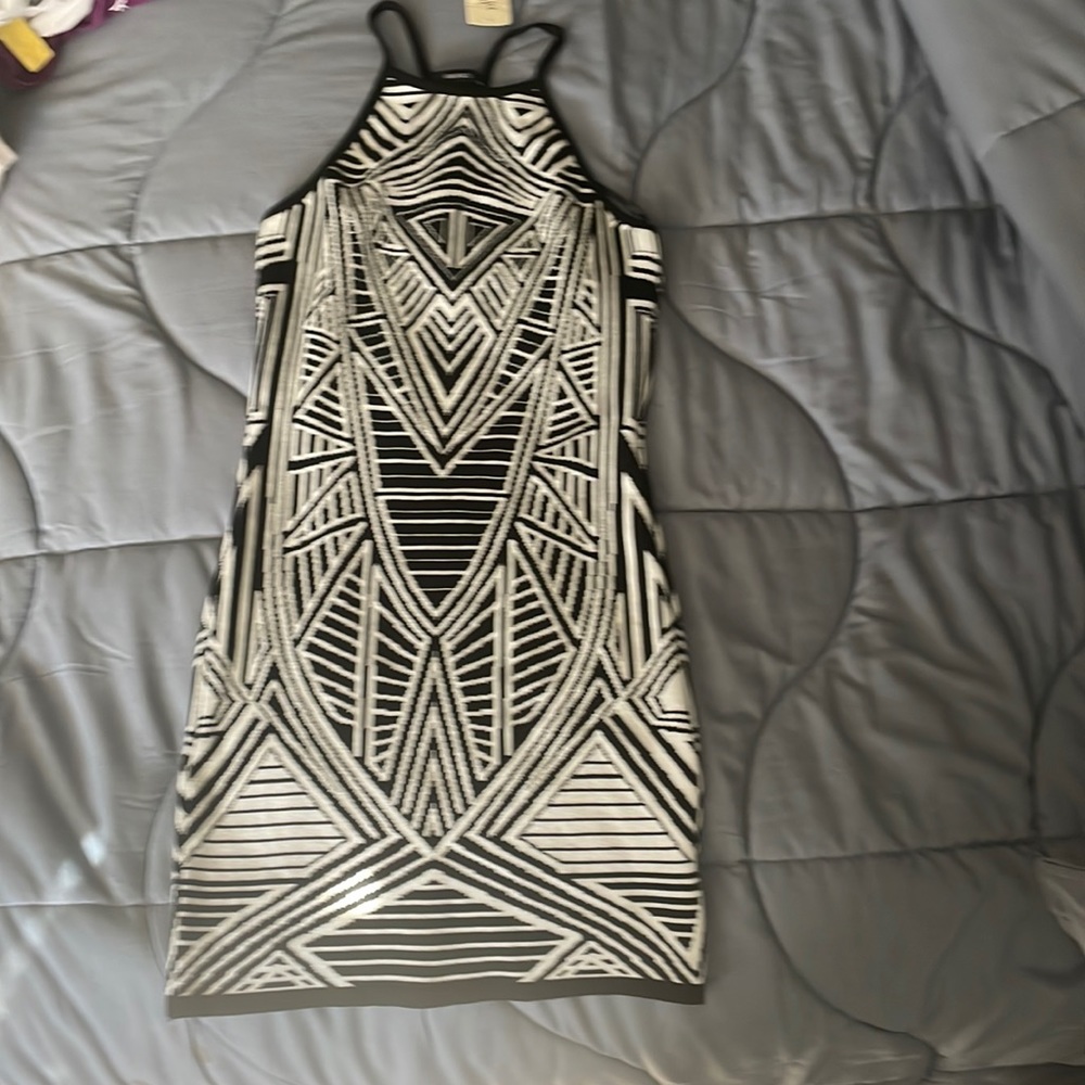 Dress-short length Black and White